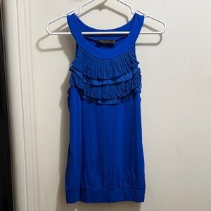 The Limited Blue Ruffle Tank Top